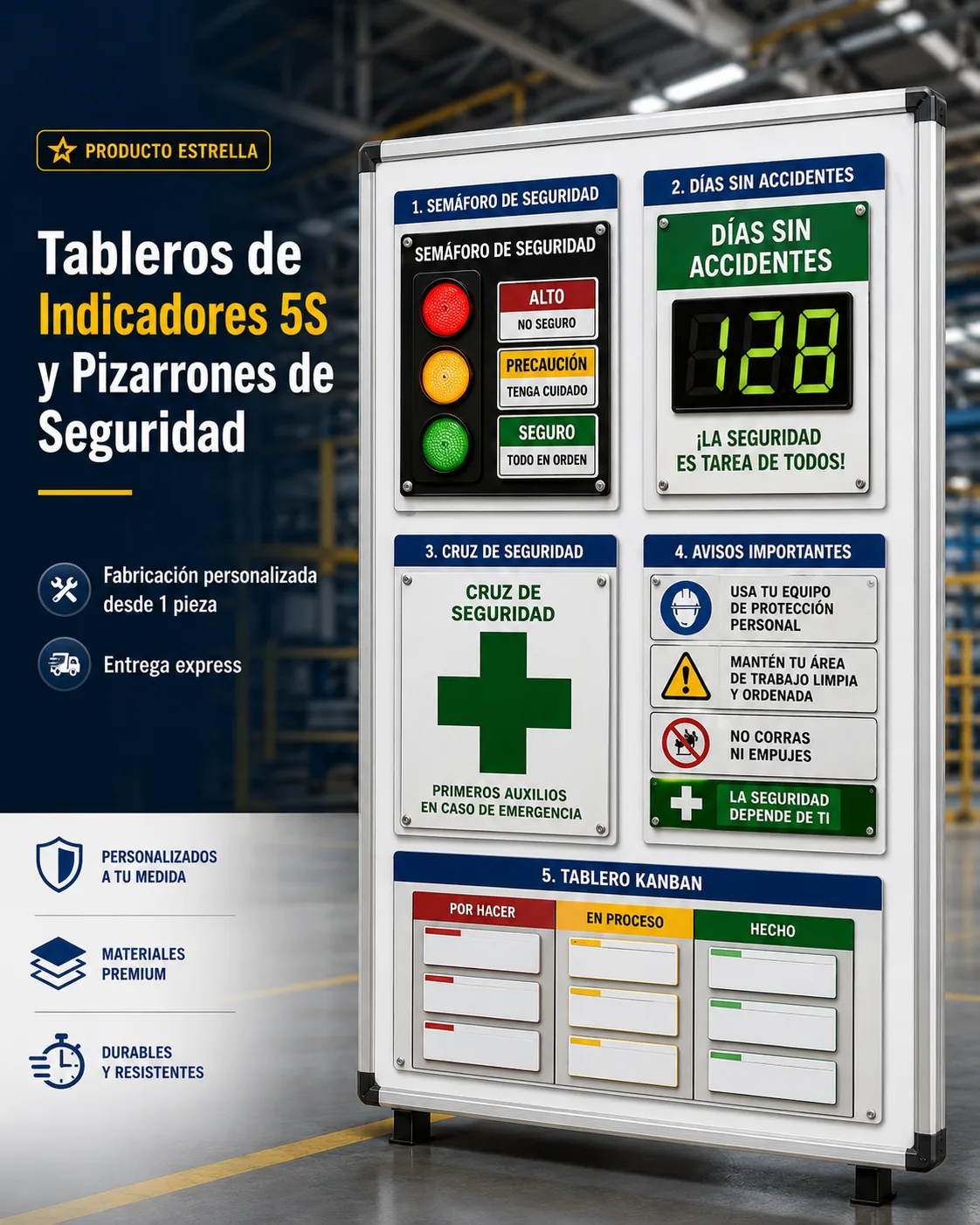Shadow board 5S con siluetas de herramientas